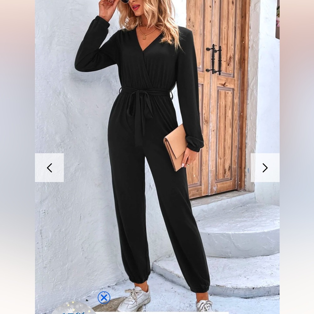 Cupshe Black Crepe Jogger Jumpsuit